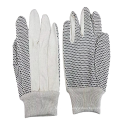 Cotton White knitting Black PVC Dotted  Mechanical Work Gloves